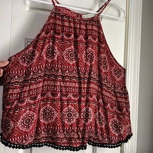 Red Tank Top with Boho Pattern